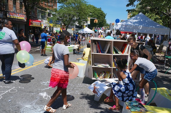 Uni reading room on the street in Brownsville Brooklyn