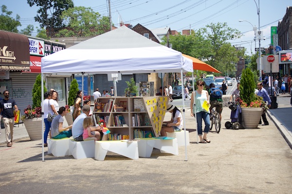 The Uni portable reading room at Diversity Plaza July 11, 2015.