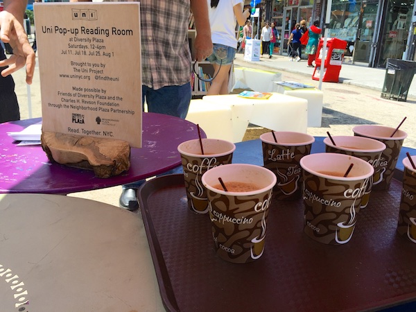 The Uni portable reading room at Diversity Plaza July 11, 2015.