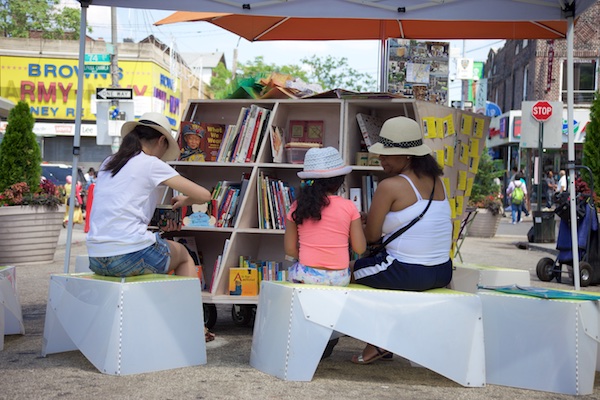 The Uni portable reading room at Diversity Plaza July 11, 2015.