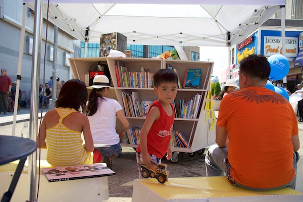 The Uni portable reading room at Diversity Plaza July 11, 2015.