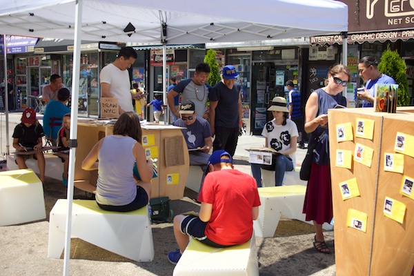 The Uni portable reading room at Diversity Plaza July 25, 2015.