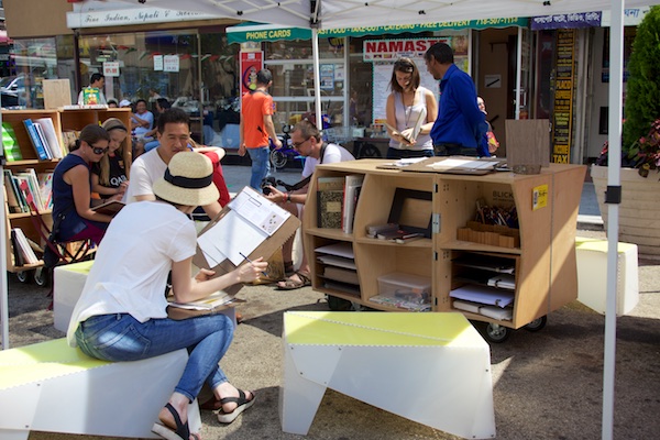 The Uni portable reading room at Diversity Plaza July 25, 2015.