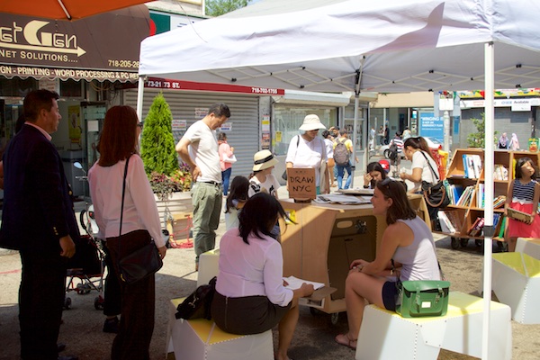 The Uni portable reading room at Diversity Plaza July 25, 2015.