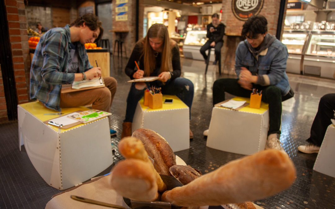 Gathering at Chelsea Market to draw…bread!